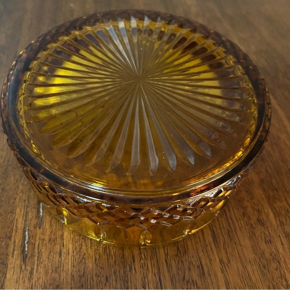 Vintage Amber Glass Bowl, Amber Diamond Bowl, Decorative Glass Bowl, Handcrafted - Picture 4 of 6
